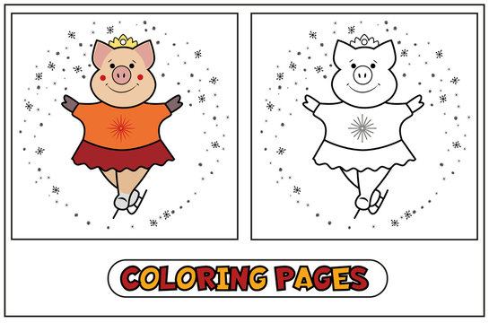 Coloring piggy - figure skating