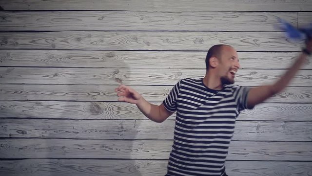 man playing with the plane