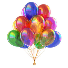 balloon bunch colorful party, festival, birthday decoration multicolored symbol. 3d rendering