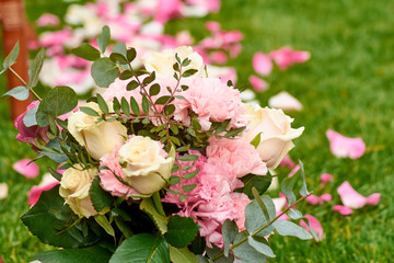 wedding bouquet closeup outdoors