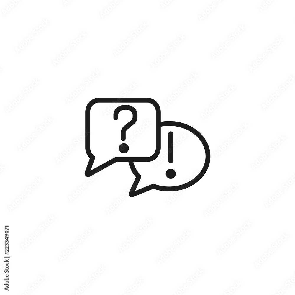 Poster speech bubbles with question and exclamatory marks line icon. solution, help, faq. startup concept. 