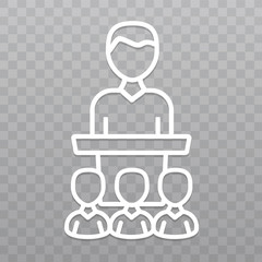 Thin line Business Conference icon. Communication icon on transparent background.
