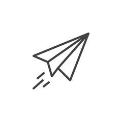 Paper plane outline icon. linear style sign for mobile concept and web design. Origami plane simple line vector icon. Send message symbol, logo illustration. Vector graphics