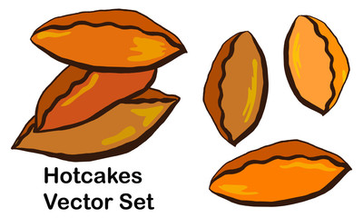 Hotcakes Vector Set - Cartoon illustration of pies, traditional pastry
