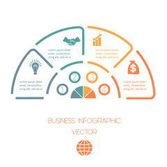 Semicircle from Lines infographic 4 positions. template with text areas