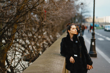 girl walking aroung the streets and the city of Paris