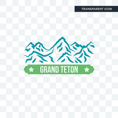 grand teton vector icon isolated on transparent background, grand teton logo design