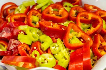 Sliced  fresh pepper in a dish