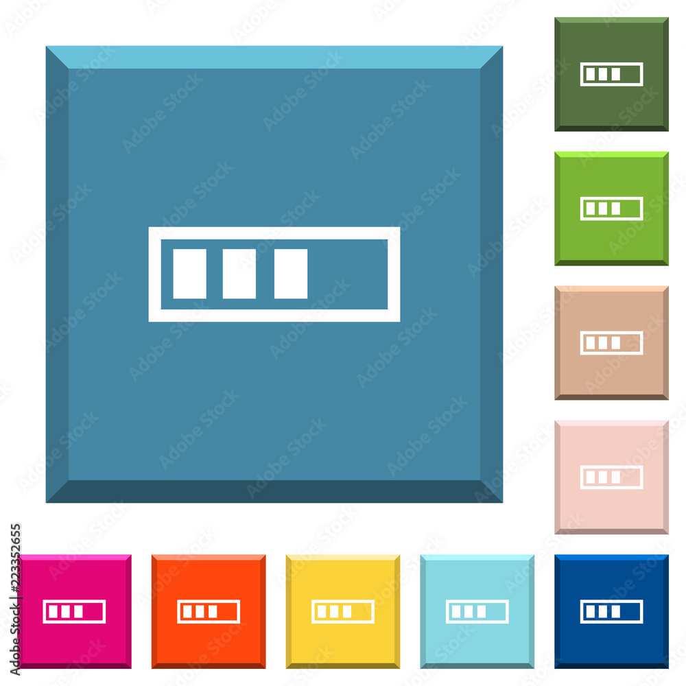 Poster progressbar white icons on edged square buttons