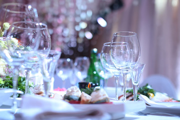 wineglass on a table in a restaurant
