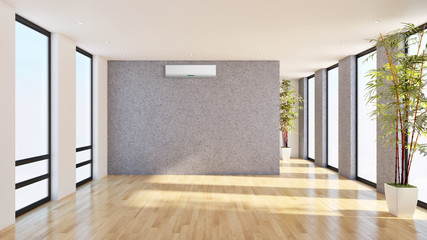 modern bright interiors apartment Living room with air conditioning illustration 3D rendering computer generated image