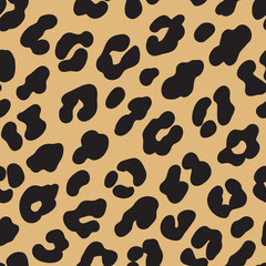 Fototapeta na wymiar Leopard print. Brown black fur seamless pattern. Vector illustration background