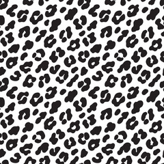 Leopard print. Black and white seamless pattern. Vector illustration background - 223355272