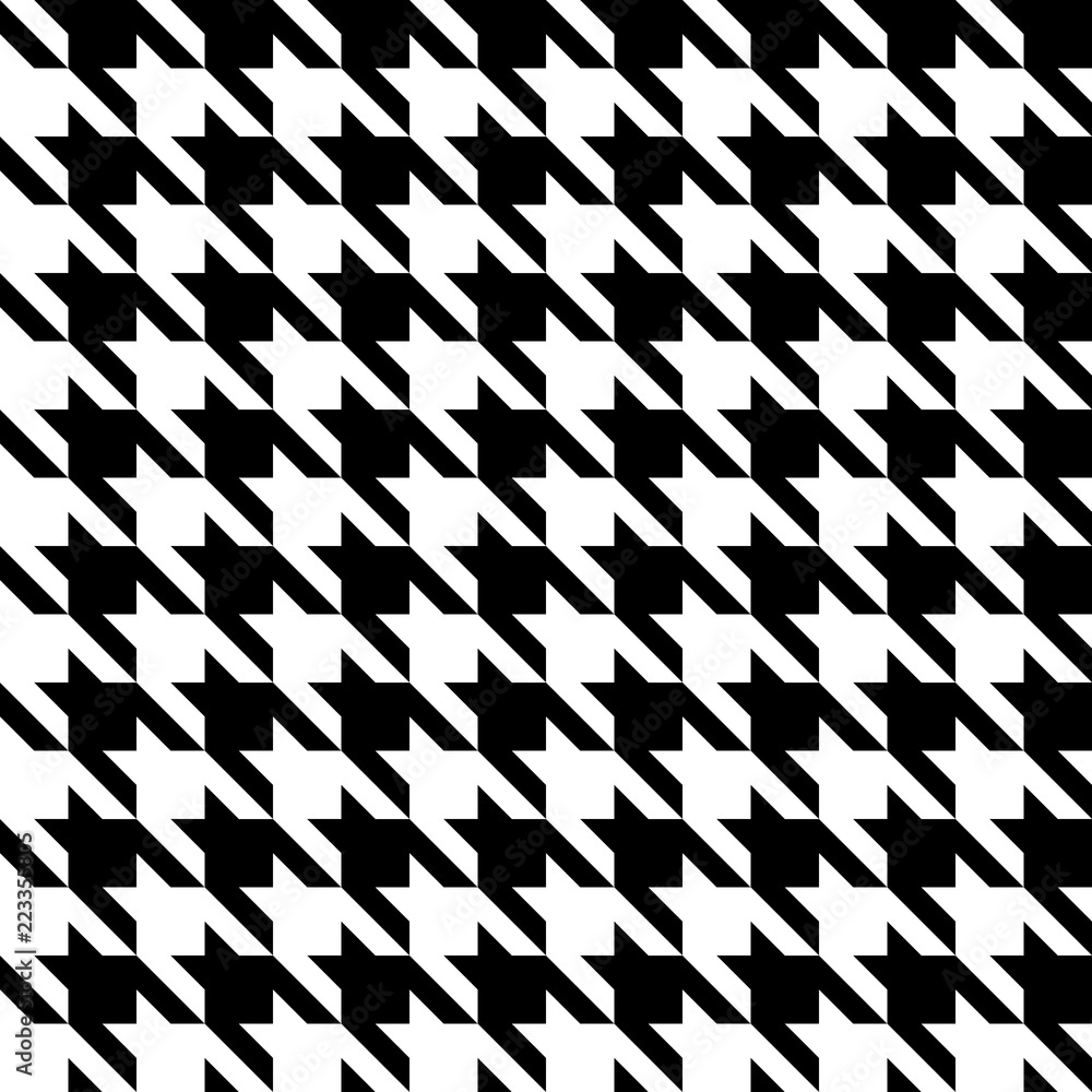 Poster houndstooth seamless pattern. black and white vector abstract background.