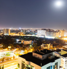 Night view of the city. Night lights and bright baku. Baku Azerbaijan 
