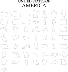 Obraz premium States of America territory on white background. Separate states. Vector illustration