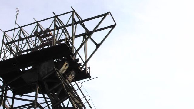 Old metal mining shaft. 4K, UHD, 50p, Cinematic,Closeup, 