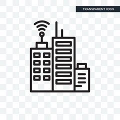 Building with antenna vector icon isolated on transparent background, Building with antenna logo design