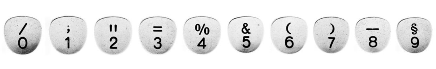 Full digits on a key on a retro typewriter