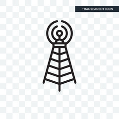Broadcast communications tower vector icon isolated on transparent background, Broadcast communications tower logo design