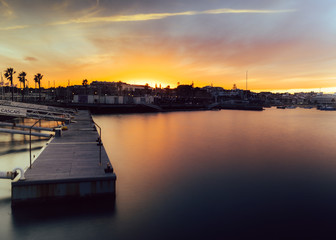 Idyllic sunset at marina in Cascais, Portugal