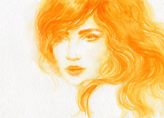 beautiful woman. fashion illustration. watercolor painting