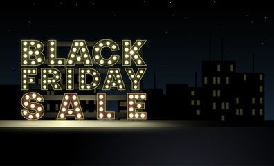 Black friday sale shiny promotion poster. Night sale.