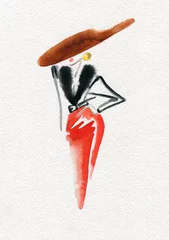 Poster beautiful woman. fashion illustration. watercolor painting