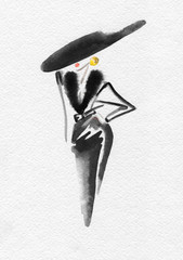beautiful woman. fashion illustration. watercolor painting