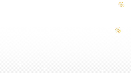 Luxury Vector Gold Percentage Sign Confetti on Transparent. Percent Sale Background. Business, Economics Print. Discount Illustration. Promotion Poster. Black Friday Banner. Special offer Template.