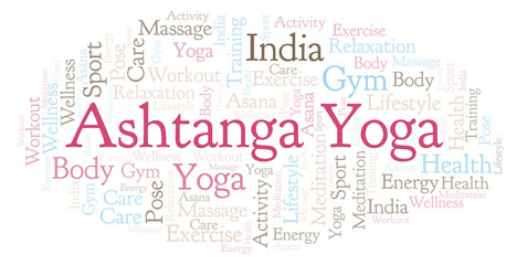 Ashtanga Yoga word cloud.