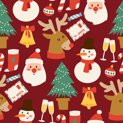 Christmas vector seamless pattern background for greeting card winter new year celebration design.