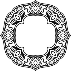 Abstract ornate element. Decorative frame for fabric, textile, poster, cards, covers, web.  Indian paisley motif.