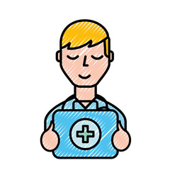 doctor professional with emergency kit first aid