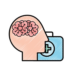 profile human head brain suitcase medical aid