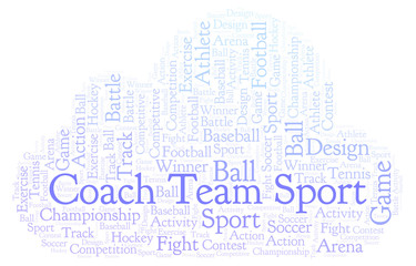 Coach Team Sport word cloud.