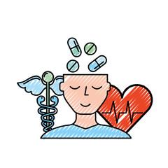 human profile pills mental heartbeat caduceus