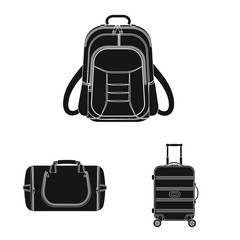 Vector design of suitcase and baggage symbol. Set of suitcase and journey stock symbol for web.
