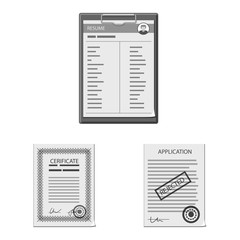 Vector design of form and document icon. Set of form and mark stock vector illustration.