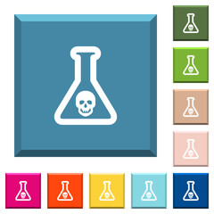 Dangerous chemical experiment white icons on edged square buttons
