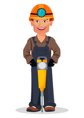 Miner man, mining worker. Cartoon character