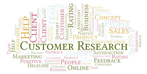Customer Research word cloud.