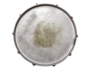 Fotobehang Snare drum textured top view isolated on white © nexusseven