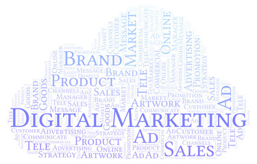 Obraz premium Word cloud with text Digital Marketing.
