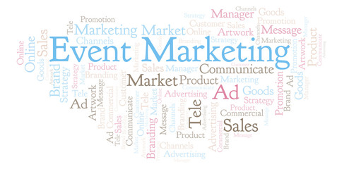 Obraz premium Word cloud with text Event Marketing.