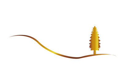 金色のクリスマスツリーとラインの素材