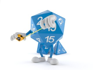 Fototapeta premium RPG dice character holding measuring tape