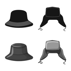 Isolated object of headgear and cap icon. Collection of headgear and accessory vector icon for stock.