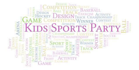 Obraz premium Kids Sports Party word cloud.