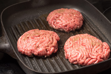Minced meat on fring pan